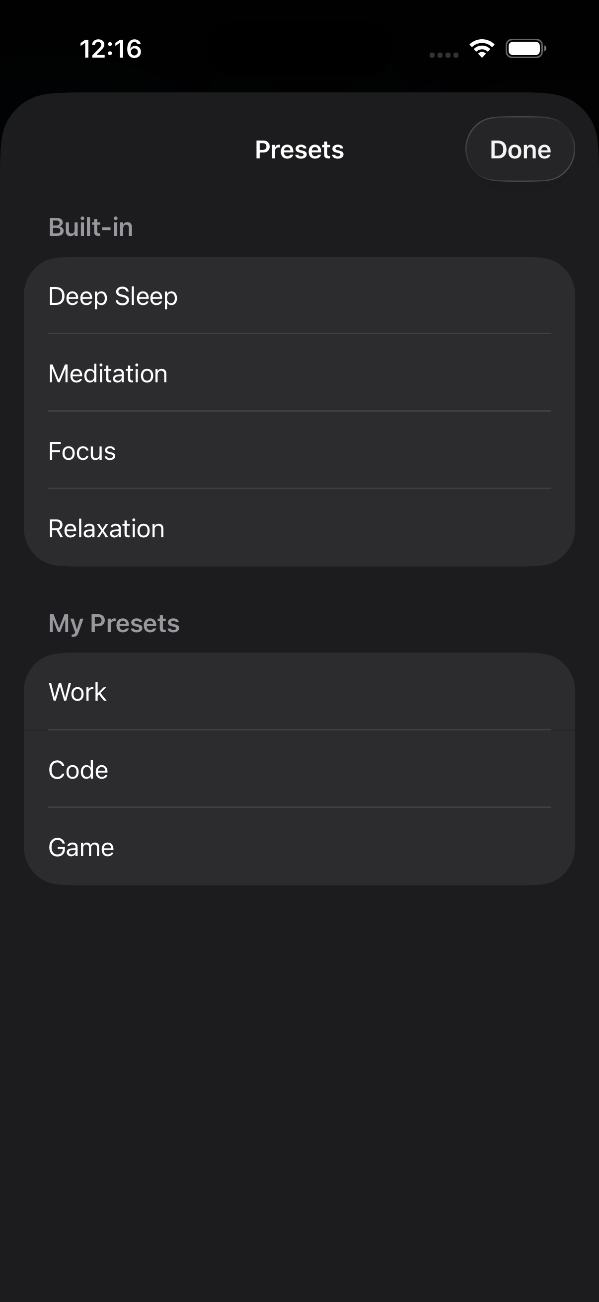 Soundwell Studio preset library with built-in presets and an empty mix option